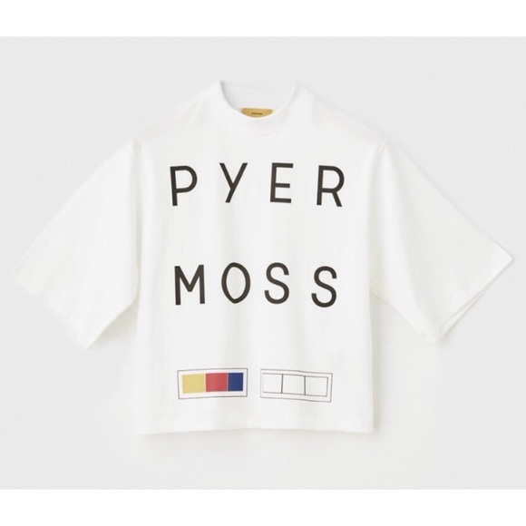 PYER MOSS • White “We Forgive You” Short Sleeve Mockneck Logo Tee, M - Picture 3 of 16
